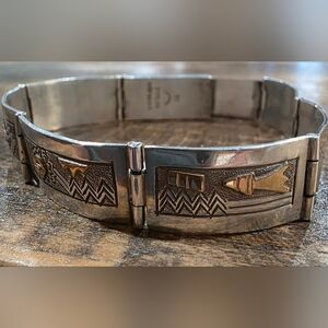 Sterling Silver With Gold Accents Link Bracelet